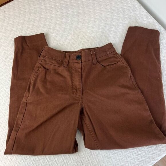 Frank and Oak Amelia Pants Vintage Fit Women’s 00 Brown Balloon Pockets Retro - Picture 13 of 15